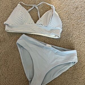 H&M Blue and White Striped Bikini